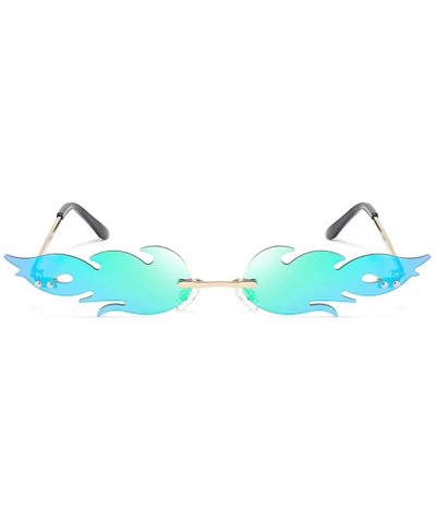 Rimless Retro Batman Vintage Fashion Style Sunglasses Steampunk Eyewear - Flame Green - CT1950SW57L $10.09 Rimless