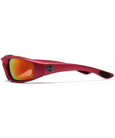 Padded Bikers Sport Sunglasses Offered in Variety of Colors - Red - Fire - CN12O0YMO20 $6.21 Shield