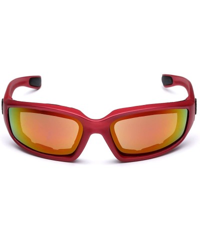 Padded Bikers Sport Sunglasses Offered in Variety of Colors - Red - Fire - CN12O0YMO20 $6.21 Shield