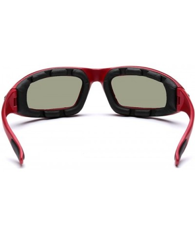 Padded Bikers Sport Sunglasses Offered in Variety of Colors - Red - Fire - CN12O0YMO20 $6.21 Shield