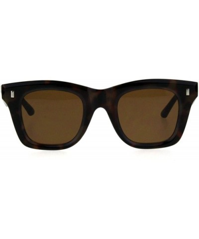 Vintage Retro Thick Plastic Horn Rim Hipster Sunglasses - Dark Tortoise Brown - CS18QGA2R7Q $6.14 Rectangular