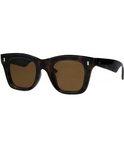 Vintage Retro Thick Plastic Horn Rim Hipster Sunglasses - Dark Tortoise Brown - CS18QGA2R7Q $6.14 Rectangular