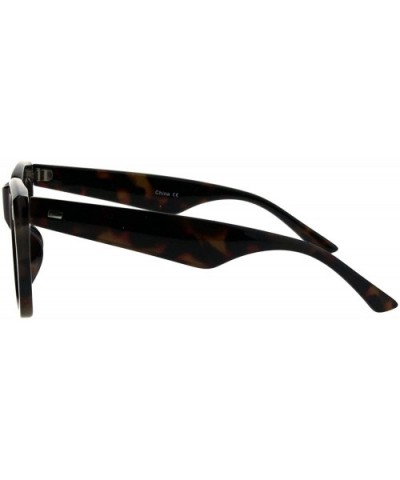 Vintage Retro Thick Plastic Horn Rim Hipster Sunglasses - Dark Tortoise Brown - CS18QGA2R7Q $6.14 Rectangular