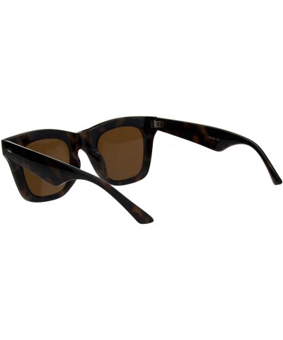 Vintage Retro Thick Plastic Horn Rim Hipster Sunglasses - Dark Tortoise Brown - CS18QGA2R7Q $6.14 Rectangular