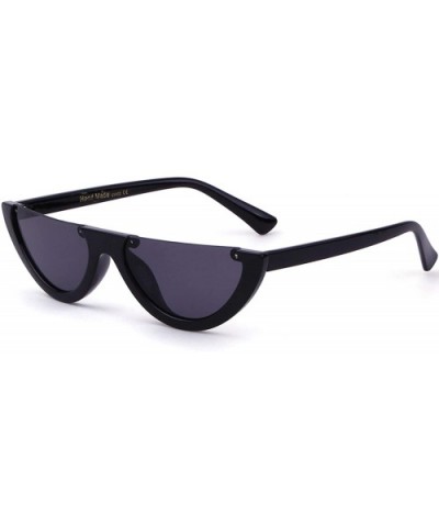 Vintage Clout Goggles Sunglasses for Women Semi-rimless Frame Half Oval Stylish Eye glasses - Black - CD18IHWQO9O $6.79 Goggle
