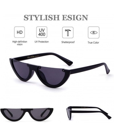 Vintage Clout Goggles Sunglasses for Women Semi-rimless Frame Half Oval Stylish Eye glasses - Black - CD18IHWQO9O $6.79 Goggle