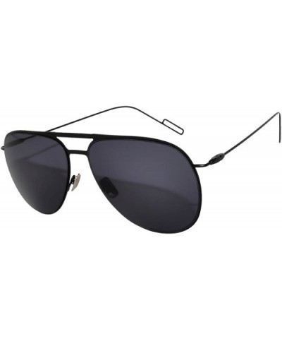 Aviator Women Men Fashion Designer Sunglasses Metal Frame Colored Lens - 86008_c1_bk_smoke - CH17YY6MEQY $10.46 Oversized