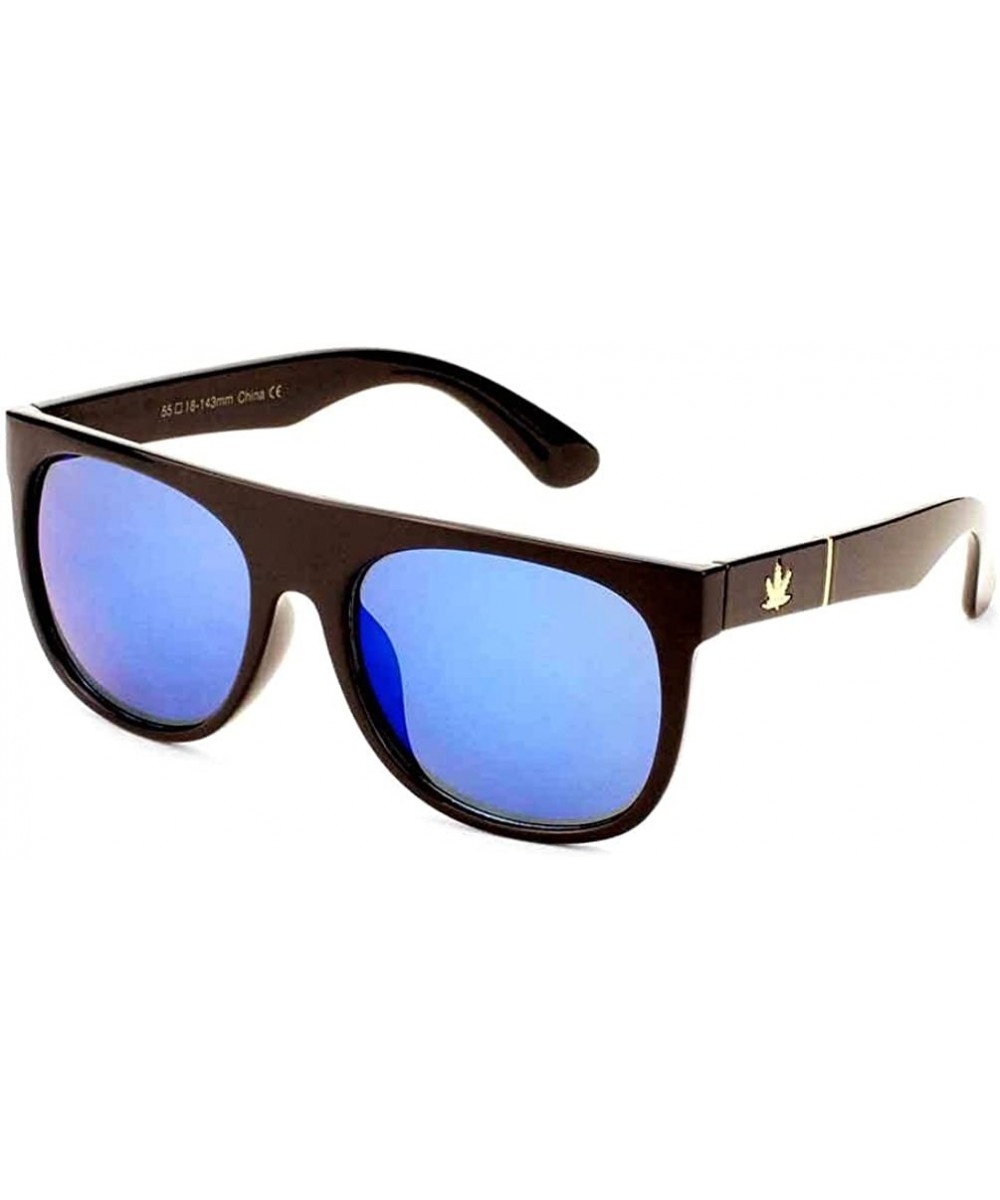 Flat Top Square Gold Marijuana Weed Leaf Sunglasses - Black - CS184OQLO66 $7.58 Square