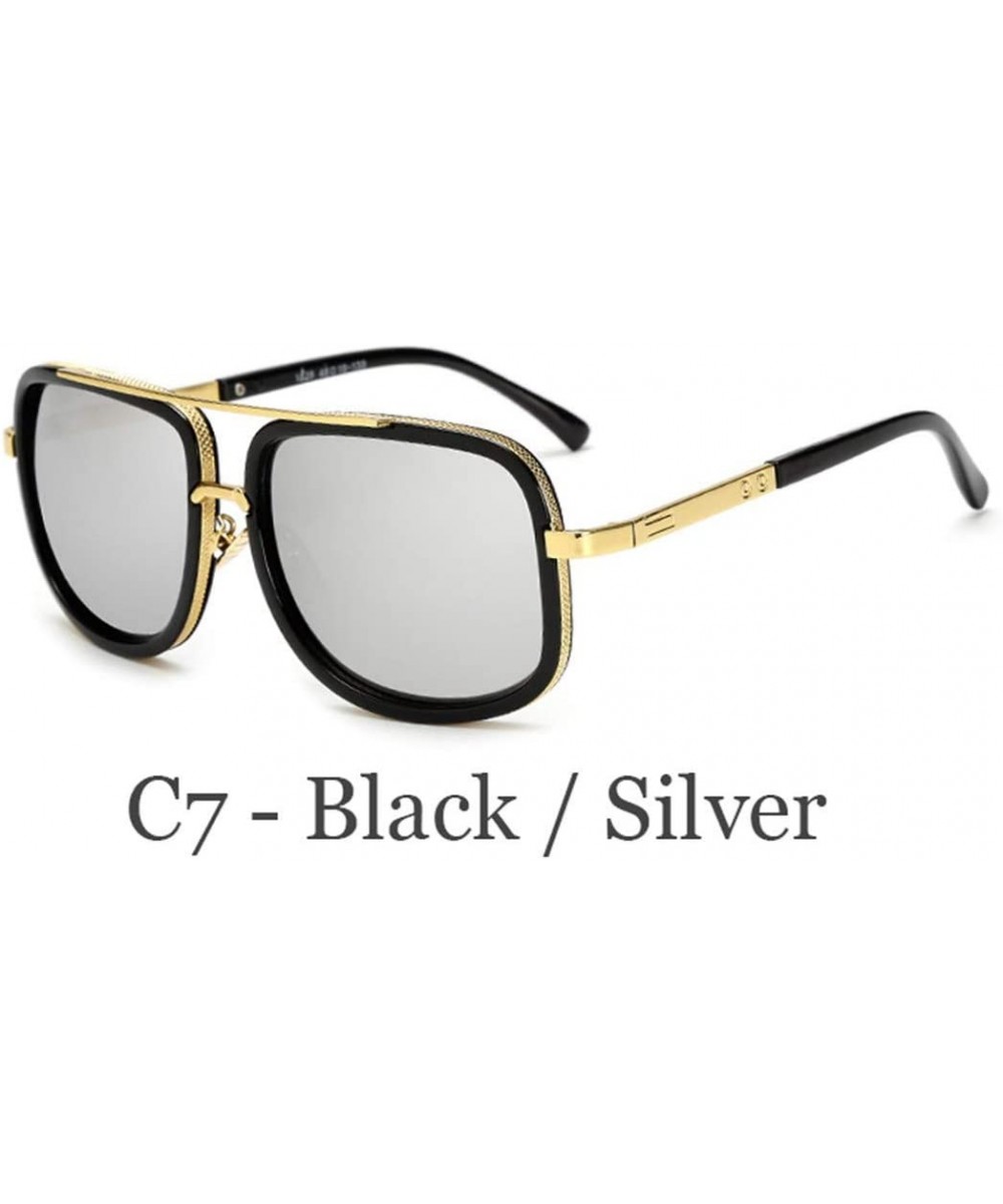 Oversized Men Sunglasses Luxury Women Sun Glasses Square Retro - C7 - CT194OGMA3R $25.61 Semi-rimless