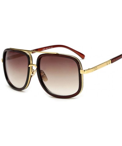 Oversized Men Sunglasses Luxury Women Sun Glasses Square Retro - C7 - CT194OGMA3R $25.61 Semi-rimless