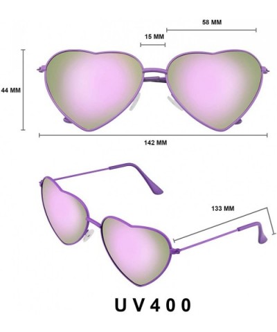 Womens Metal Heart Frame Mirror Lens Cupid Heart shape Sunglasses - Purple - C112NAZ95EE $7.00 Aviator