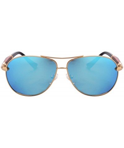 Metal Frame Unisex Polarized Sunglasses UV400 Glasses-SG1567175777879 - 1579 Gold&ebony/Redsandalwood - CX18LU2CO4O $7.06 Oval