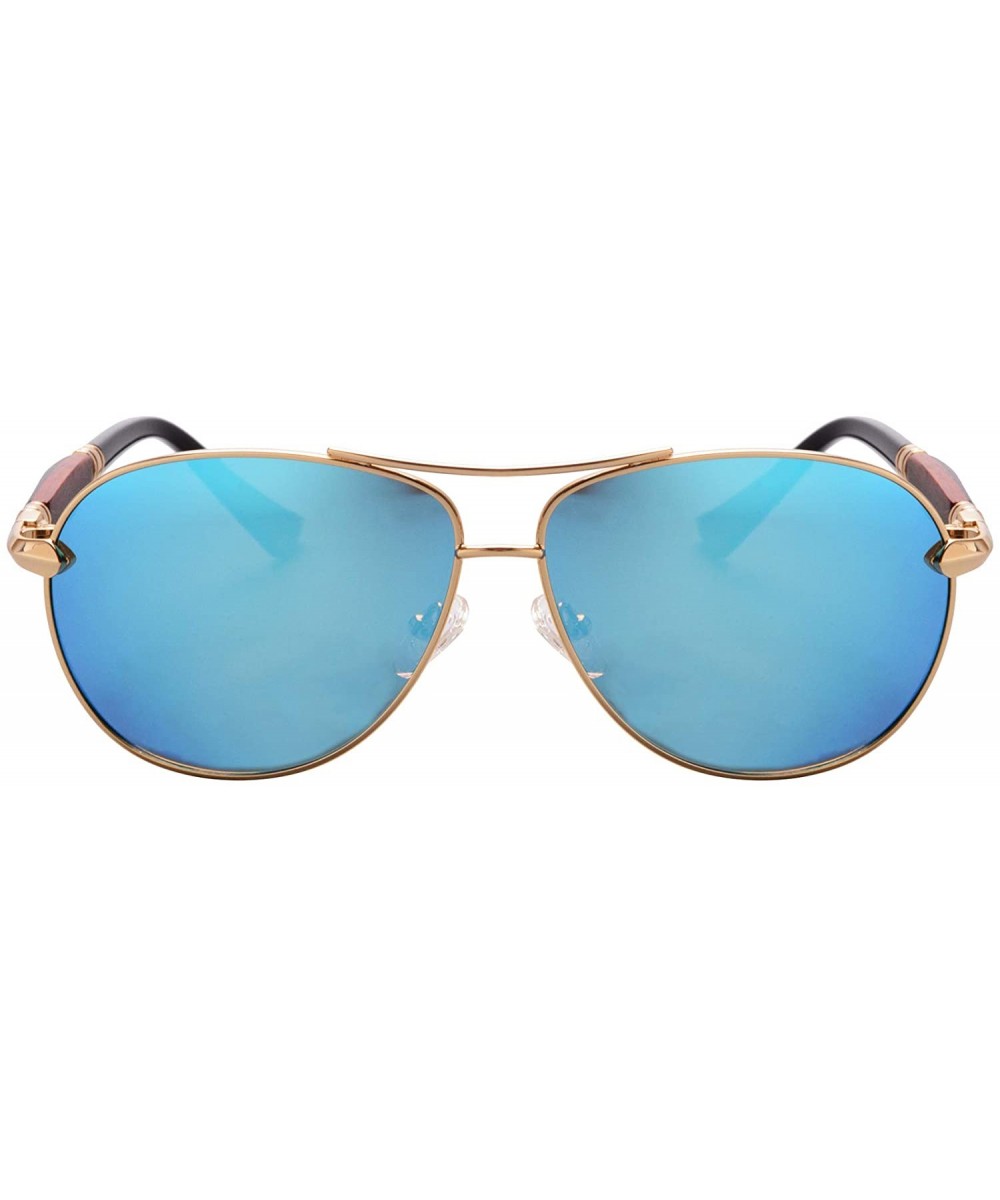 Metal Frame Unisex Polarized Sunglasses UV400 Glasses-SG1567175777879 - 1579 Gold&ebony/Redsandalwood - CX18LU2CO4O $7.06 Oval