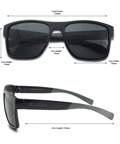 Men's Rectangular Horn Rimmed Dark Tinted Sunglasses w/Multicolored Arm Tips - Glossy Black Blue - CR18U0KRXRC $10.92 Wrap