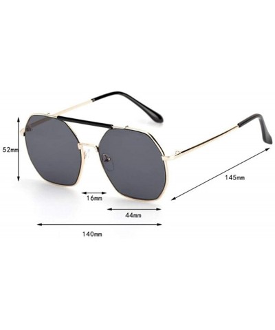 2019 new sunglasses - double beam polygonal metal frame glasses - ladies sunglasses - C - CG18SEHE0IR $40.92 Aviator