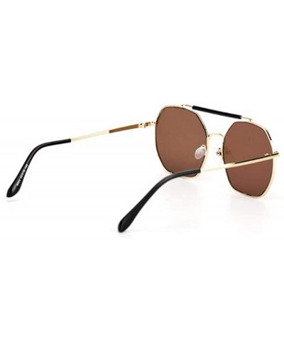 2019 new sunglasses - double beam polygonal metal frame glasses - ladies sunglasses - C - CG18SEHE0IR $40.92 Aviator