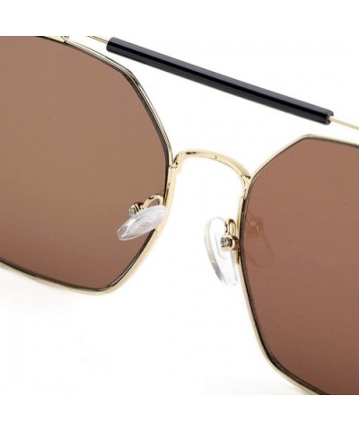 2019 new sunglasses - double beam polygonal metal frame glasses - ladies sunglasses - C - CG18SEHE0IR $40.92 Aviator