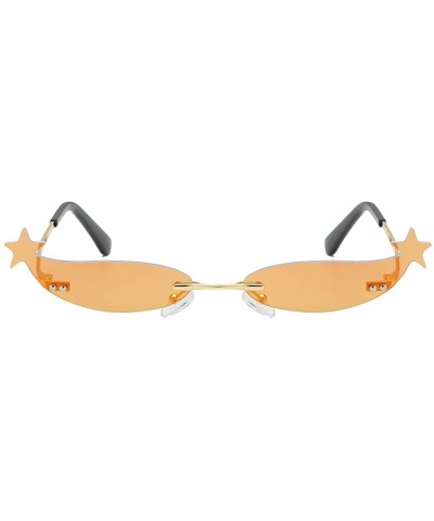 Vintage Small Sunglasses Women Rimless Mirror Lens Cat Eye Sun Glasses for Ladies Party - Orange Red Mirror - C018AK2TLZU $7....