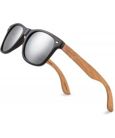 Zebra Wood Sunglasses for Men and Women-Wooden Bamboo Frame Package-Classic Vintage 100% UV Polarized Sun Glasses - CU18Z9SDK...