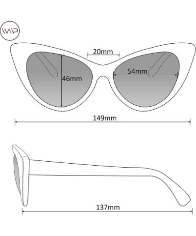 Womens Cat Eye Mirrored Reflective Lenses Oversized Cateyes Sunglasses - White Marble / Mirror Blue - CO17YQU8AYQ $11.85 Cat Eye