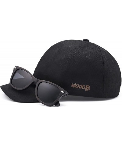 Real Wood Round Sunglasses UV-400 Polarized Lenses Plus Cap in a Gift Box - Black-gray - CN18GMITLRX $23.02 Round