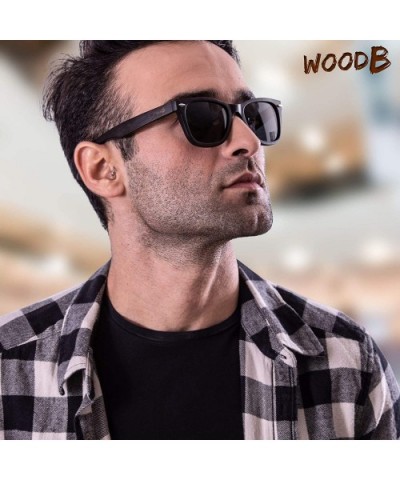 Real Wood Round Sunglasses UV-400 Polarized Lenses Plus Cap in a Gift Box - Black-gray - CN18GMITLRX $23.02 Round