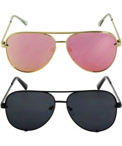 Designer Sunglasses Oversized Protection - Pink and Black - CV18T065QST $13.53 Oversized
