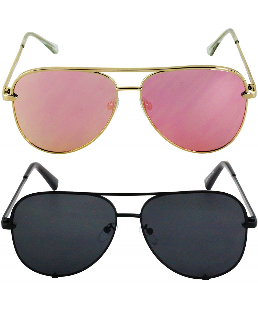 Designer Sunglasses Oversized Protection - Pink and Black - CV18T065QST $13.53 Oversized