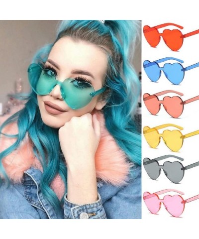 Fashion Heart Shaped Sunglasses Integrated Protection - C018QYS7RZH $6.48 Sport