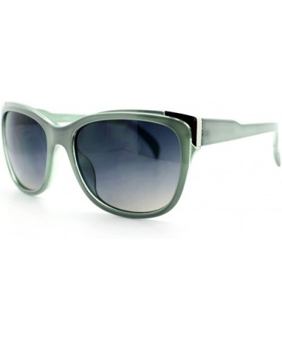 Womens Square Sunglasses Metal Top Corners Chic Trendy Designer Fashion - Gray Green - CP11X91M07Z $8.76 Square