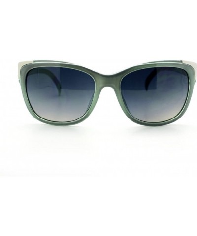 Womens Square Sunglasses Metal Top Corners Chic Trendy Designer Fashion - Gray Green - CP11X91M07Z $8.76 Square