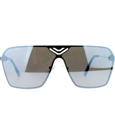 Rimless Fashion Sunglasses Futuristic Square Full Mirror Lens Frame - Silver (Silver Mirror) - CN1882ZE3KD $11.26 Square