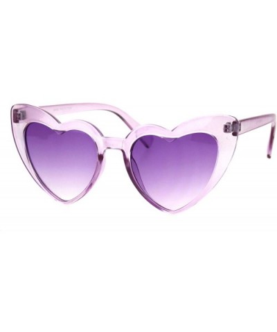 Womens Oversized Cateye Heart Shape Sunglasses Translucent Colors UV 400 - Purple - C318O8TR6SG $8.79 Oversized