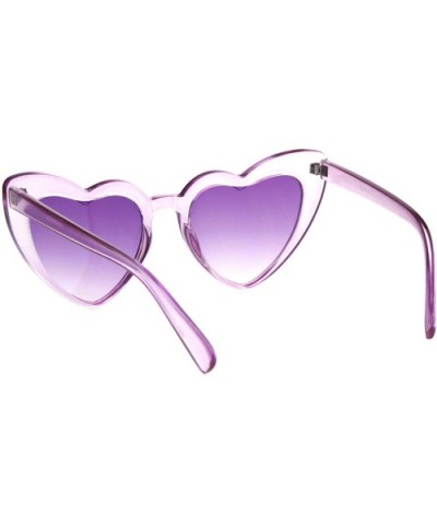 Womens Oversized Cateye Heart Shape Sunglasses Translucent Colors UV 400 - Purple - C318O8TR6SG $8.79 Oversized