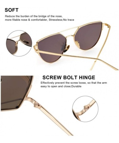 Fashion Cateye Mirrored Sunglasses for Women - Metal Frame Flat Lens Womens Sunglasses Polarized - C118TXKSUHY $13.48 Cat Eye