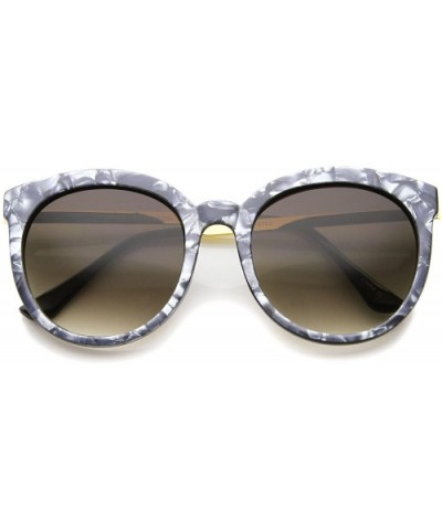 Womens High Fashion Oversized Marble Finish Metal Temple Round Sunglasses - Charcoal-gold / Lavender - CL12EH19U3R $10.01 Cat...
