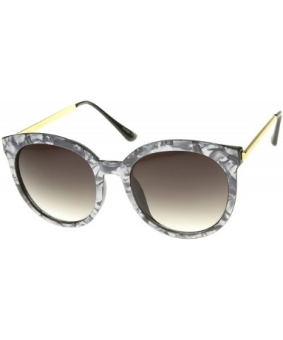 Womens High Fashion Oversized Marble Finish Metal Temple Round Sunglasses - Charcoal-gold / Lavender - CL12EH19U3R $10.01 Cat...