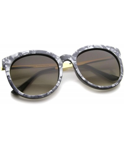 Womens High Fashion Oversized Marble Finish Metal Temple Round Sunglasses - Charcoal-gold / Lavender - CL12EH19U3R $10.01 Cat...