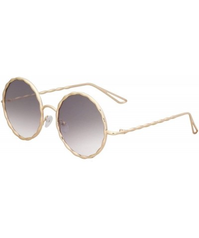 Round Oversized Glitter Women and Men Sunglasses Textured Circle Shades - Grey - CB1863CYGXI $7.88 Round