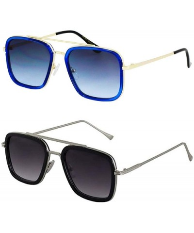 Vintage Retro Aviator Square Sunglasses for Men Women Metal Frame Brand Designer Classic Tony Stark Sunglasses - C318UK9H0KR ...