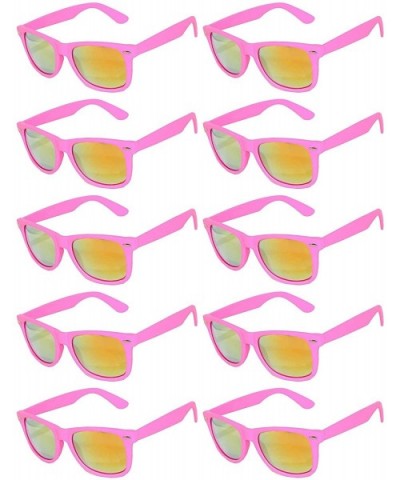 Vintage Mirrored Lens Sunglasses Matte Frame 10 Pack in Multiple Colors OWL. - 10_pairs_pink_matte - CM188ZTL0N9 $22.97 Rimless