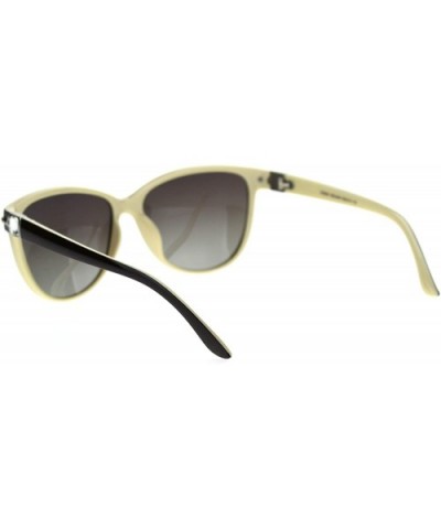 Womens Polarized Lens Retro Horn Rim Cat Eye Rhinestone Trim Sunglasses - Beige Brown - CP18TIL5ENI $11.65 Cat Eye