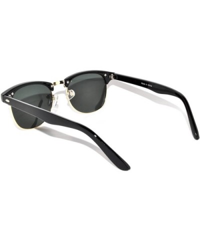 Classic Retro Stylish Metal Half Frame Colored Lens Sunglasses Uv 400 - Black-gold Green - C611NOLQXIH $7.46 Wayfarer
