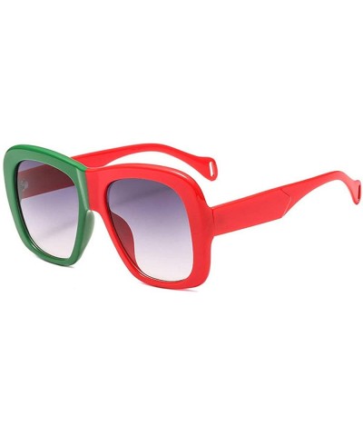 2019 new fashion trend big box two-color unisex luxury brand designer sunglasses UV400 - Red Green - CE18NM3YYWW $8.45 Square