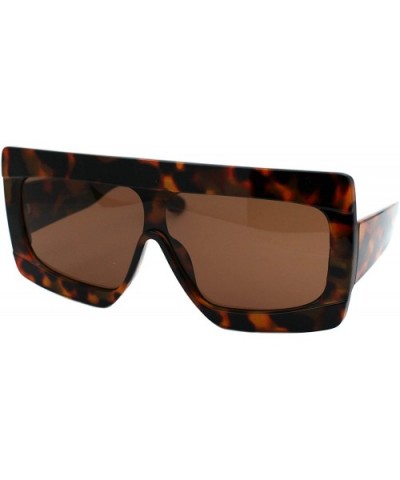 Super Oversized Sunglasses Futuristic Flat Top Shield Square Shades UV 400 - Tortoise (Brown) - CS19399AW26 $7.73 Square