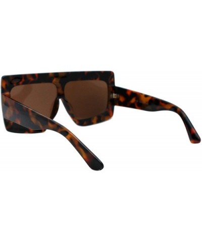 Super Oversized Sunglasses Futuristic Flat Top Shield Square Shades UV 400 - Tortoise (Brown) - CS19399AW26 $7.73 Square