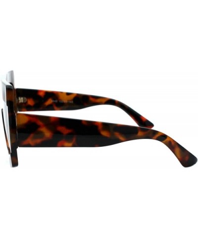 Super Oversized Sunglasses Futuristic Flat Top Shield Square Shades UV 400 - Tortoise (Brown) - CS19399AW26 $7.73 Square