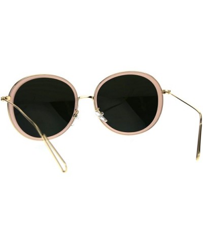 Color Mirror Round Double Rim Retro Designer Sunglasses - Pink Peach - CW186GEXH8U $8.28 Round