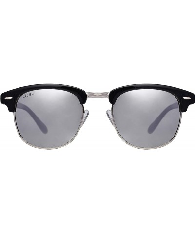 Retro Polarized Sunglasses for Men Women 8036 - Black/Silver Mirrored - C1192UX2OYC $4.72 Rimless