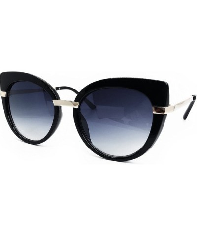 Premium Oversize XL Men Women Faux Wood Round Fashion Retro Vintage Brand Designer Style Sunglasses - Black - CV18E4DTEA9 $14...